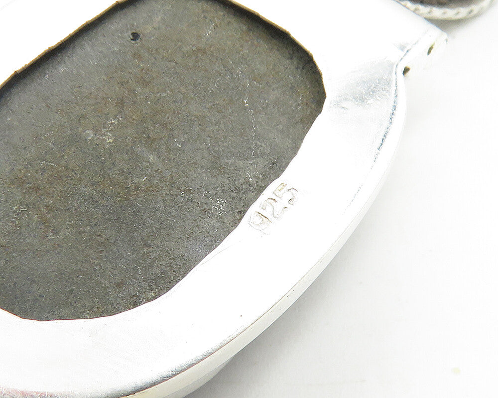 925 Sterling Silver  Druzy Stone Shiny Hinge Swirl Bail Pendant  PT8004