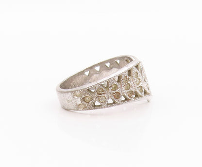 925 Sterling Silver Vintage Ring ESPO Designer Topaz Inlay Cutout  Sz 7  RG33251