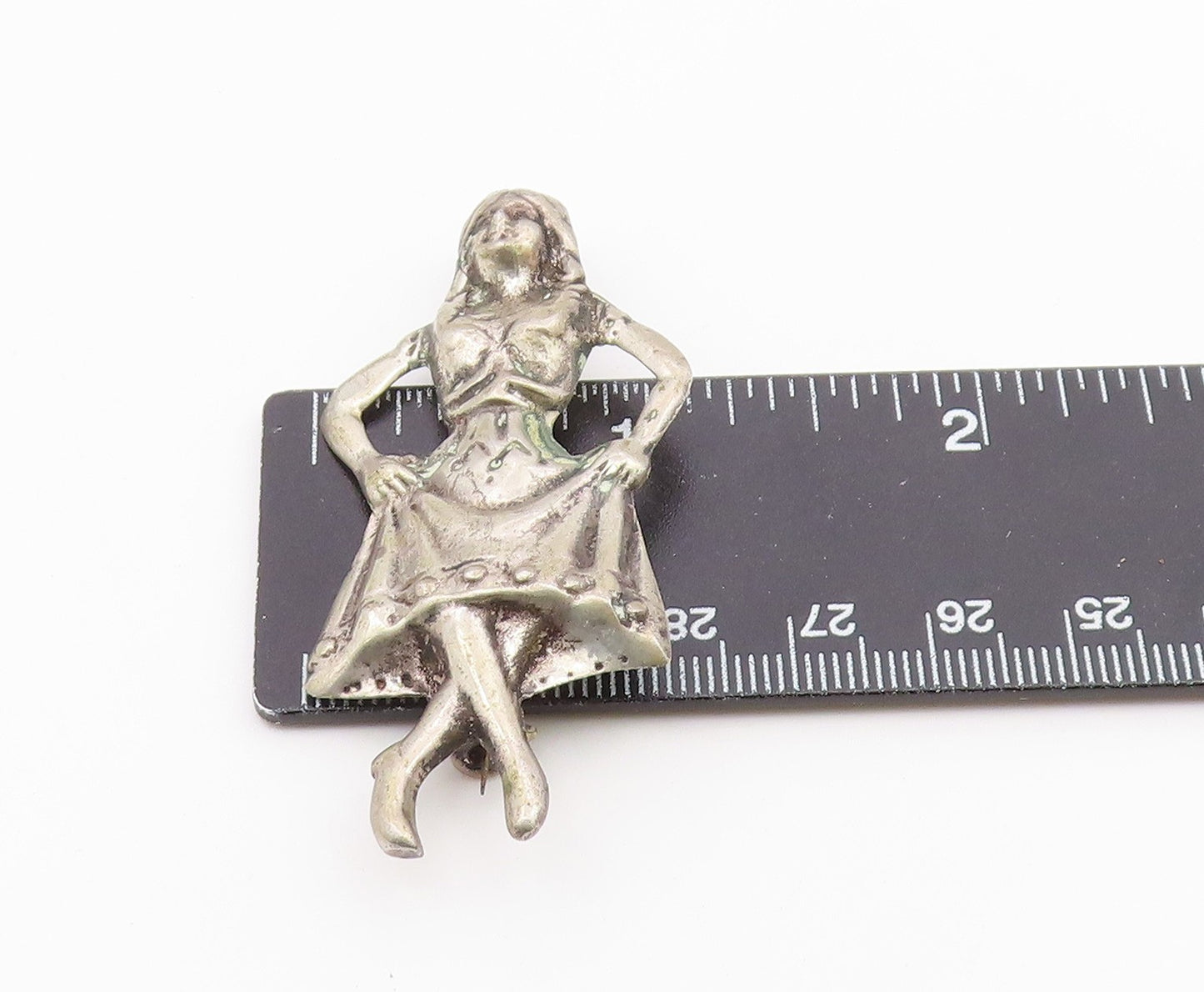 MEXICO 925 Sterling Silver  Vintage Antique Dancing Woman Brooch Pin  BP4117