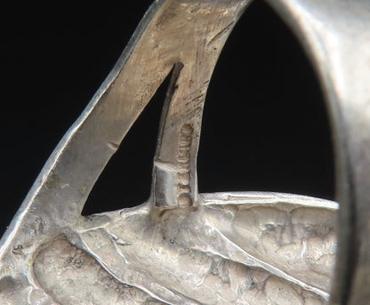 925 Sterling Silver  Vintage Scalloped Marquise Shaped Ring Sz 8  RG24939