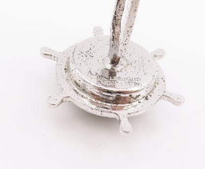 925 Sterling Silver Vintage Cufflinks HIS LORDSHIP Compass & Marine Wheel TR4152