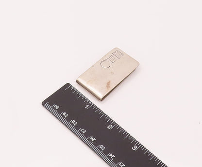 MEXICO 925 Sterling Silver  Vintage Rectangular Carved Ball & Bee Clip  TR3486