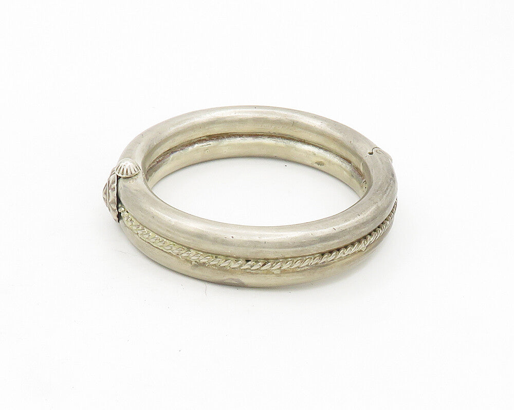 925 Sterling Silver  Vintage Antique Ribbed Twist Bangle Bracelet  BT7471