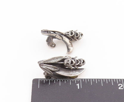 925 Sterling Silver Vintage Earrings TORTOLANI Calla Lily Floral Clip On EG14031
