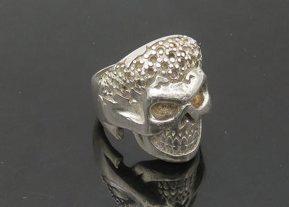 VERSANI 925 Sterling Silver Vintage Skeleton Head Heavy Biker Ring Sz 9  RG22374