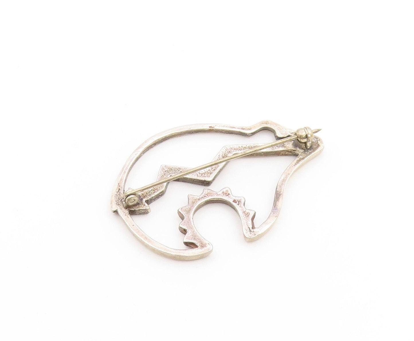 NAVAJO 925 Silver  Vintage Minimalist Bear & Arrow Cutout Brooch Pin  BP9754