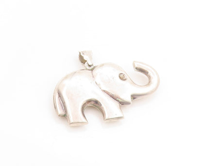 925 Sterling Silver Vintage Pendant Solid Good Luck Baby Elephant Charm  PT25091