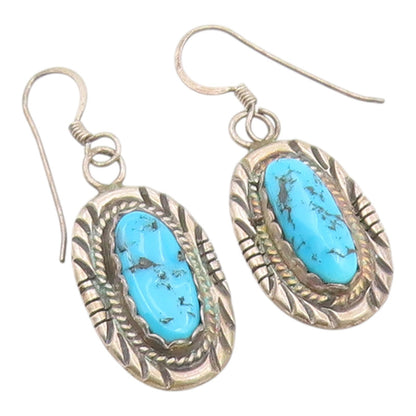 925 Sterling Silver Vintage Earrings DONALD DOUGLAS NAVAJO Turquoise  EG14428