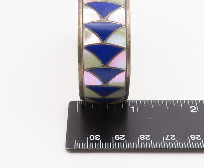 925 Sterling Silver Vintage Bracelet ZUNI ORLINDA NATEWA Gemstone Inlay  BT11894