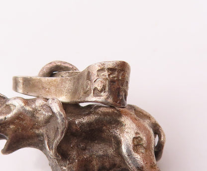 925 Sterling Silver  Vintage Petite Dark Tone Elephant Animal Pendant  PT19530