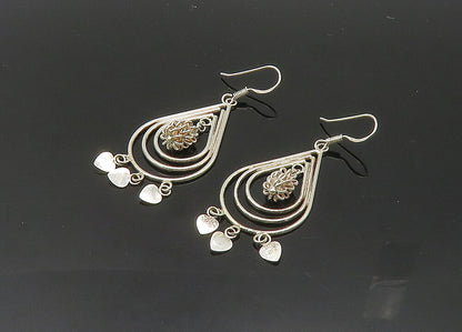 925 Sterling Silver  Vintage Shiny Open Tear Drop Dangle Earrings  EG10121