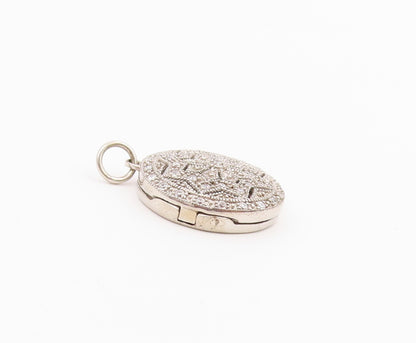 925 Sterling Silver Vintage Pendant Topaz Floral Mandala Charm OPENS  PT26363