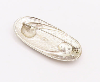 925 Sterling Silver Vintage Brooch Pin WILLIAM HENRY Oval Dented Swirl  BP10921