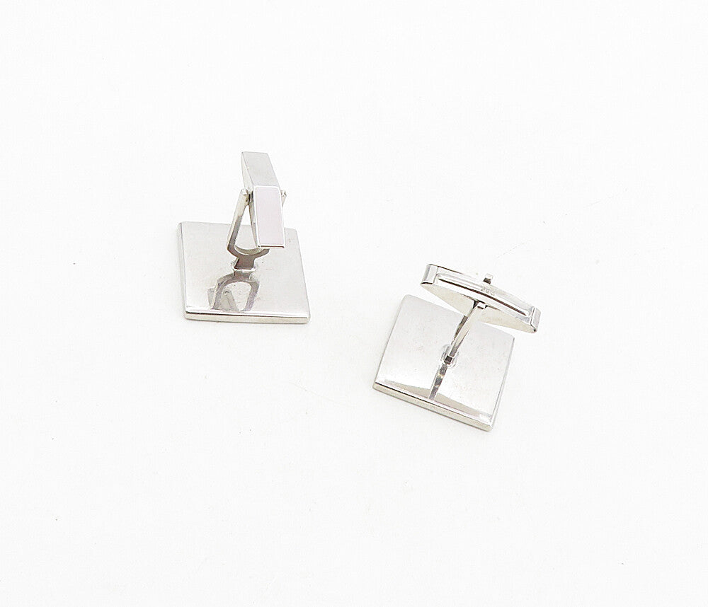 925 Sterling Silver  Vintage Shiny Celtic Dara Knot Square Cuff Links  TR1536