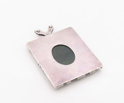 925 Sterling Silver Vintage Pendant LOS BALLESTEROS Oval Gemstone HEAVY  PT26359