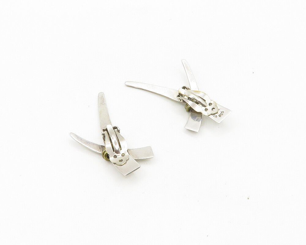MEXICO 925 Silver  Vintage Two Tone Wrapped Non Pierce Drop Earrings  EG9304