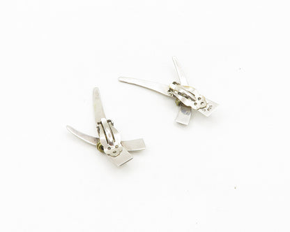MEXICO 925 Silver  Vintage Two Tone Wrapped Non Pierce Drop Earrings  EG9304