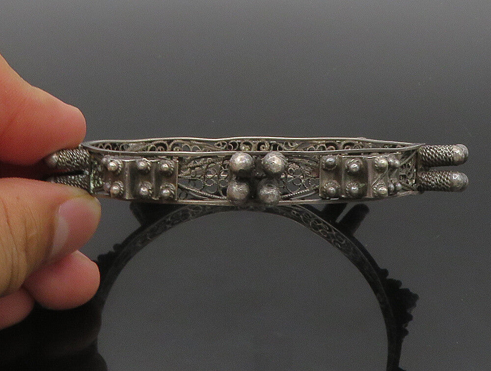 ISRAEL 925 Sterling Silver  Vintage Antique Filigree Bangle Bracelet  BT9306