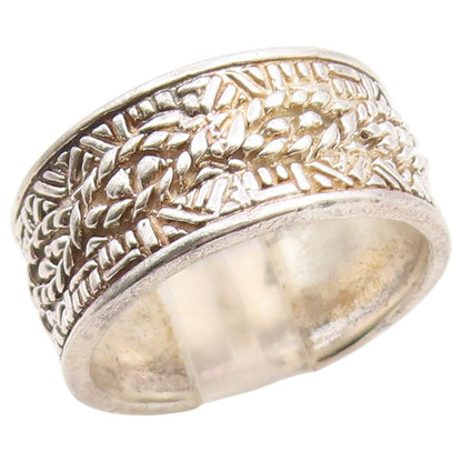 925 Sterling Silver Vintage Ring Ethnic Braided Basketweave Band  Sz 9  RG36648
