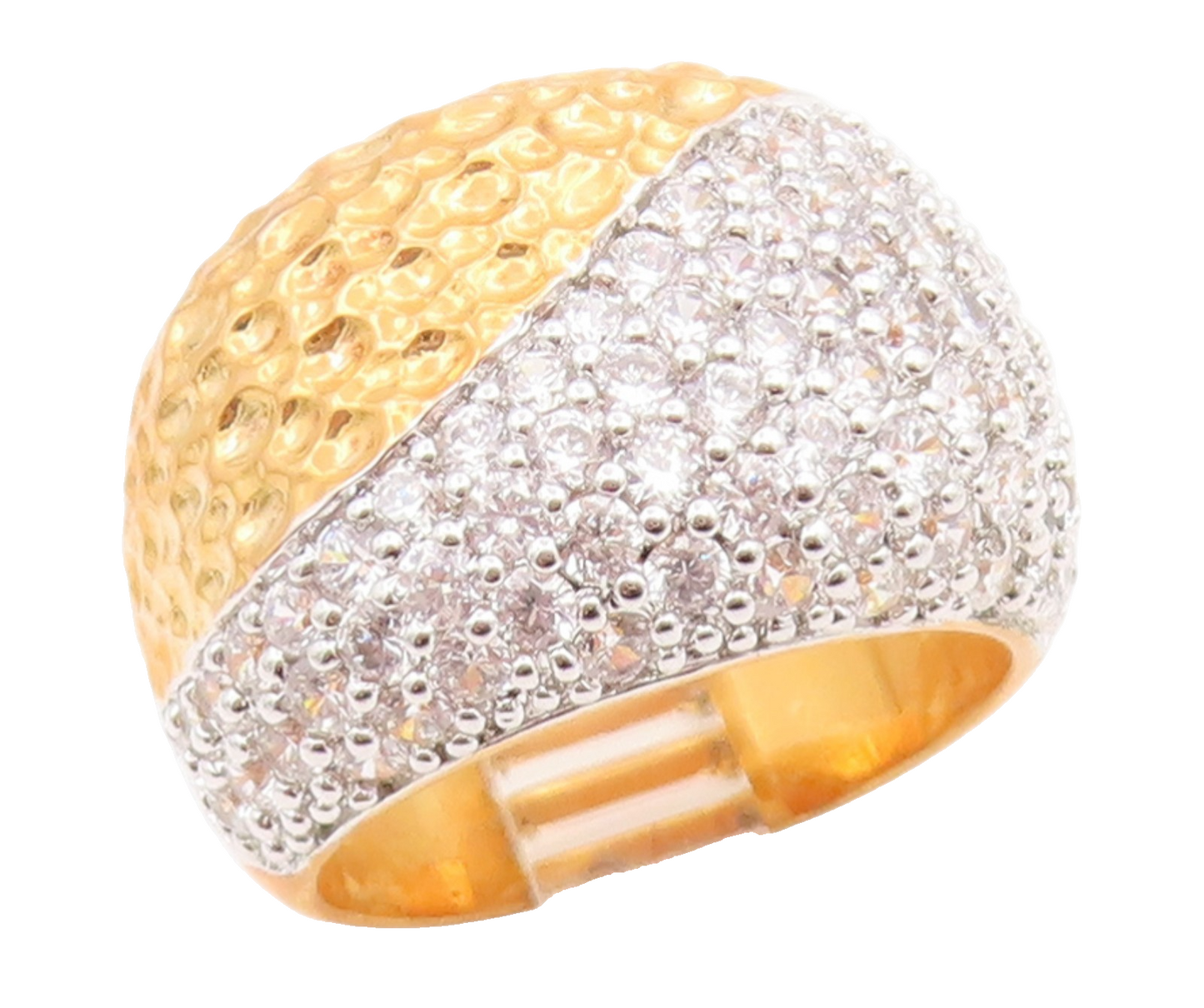 925 Sterling Silver Vintage Ring Gold Plated CZ Cluster Wave Band  Sz 7  RG35719