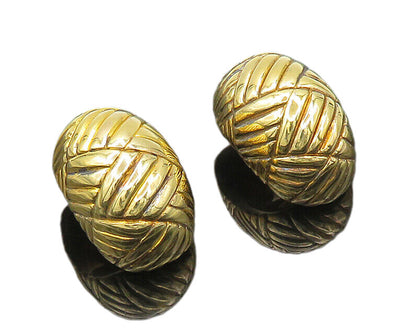925 Sterling Silver  Vintage Gold Plated Hollow Non Pierce Earrings  EG9775