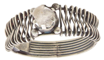 925 Sterling Silver Vintage Bracelet LOS BALLESTEROS MEXICO Quartz Cuff  BT11997