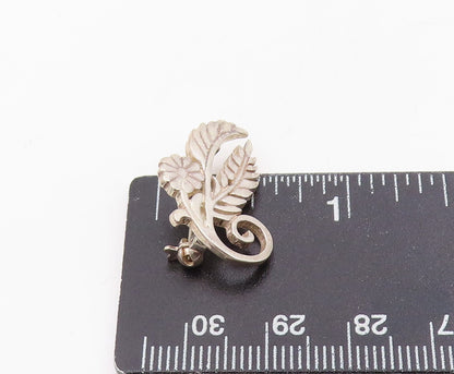 925 Sterling Silver Vintage Brooch Pin Openwork Flower & Leaf Motif  BP12239