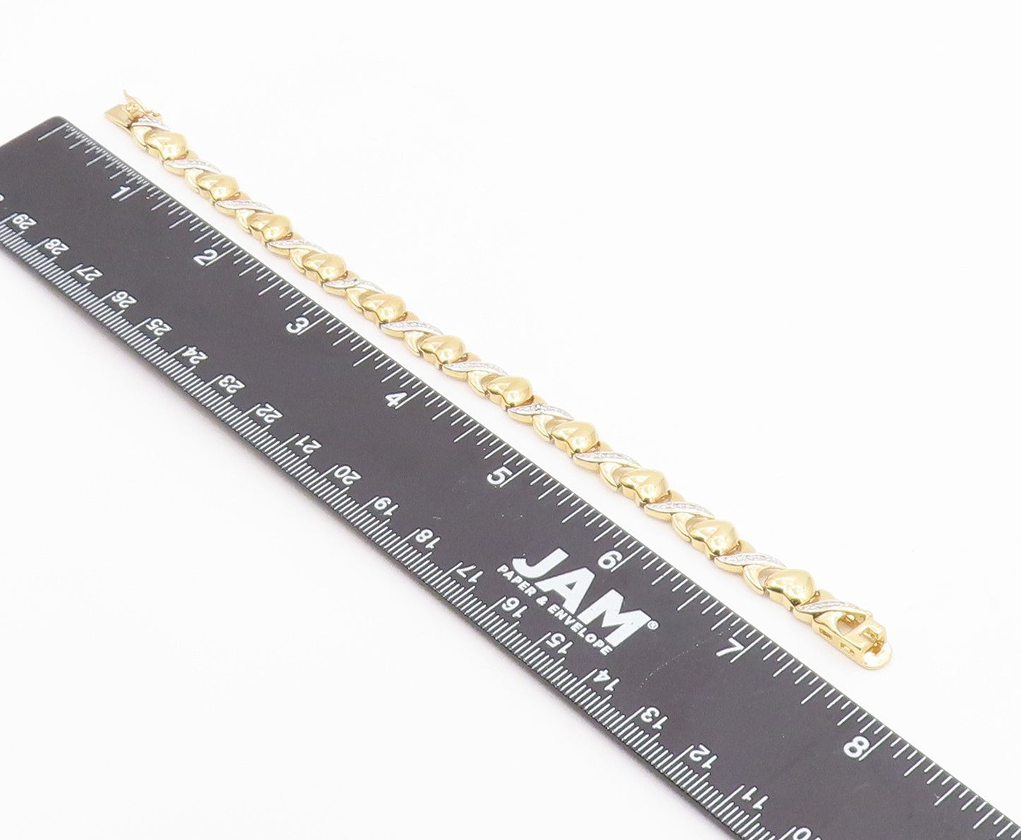 925 Sterling Silver  Genuine Diamonds Love Hearts XO Chain Bracelet  BT7583