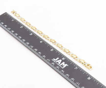 925 Sterling Silver  Genuine Diamonds Love Hearts XO Chain Bracelet  BT7583