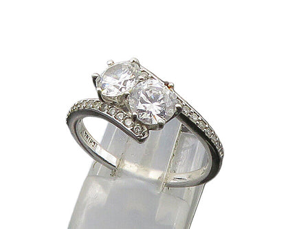 925 Sterling Silver  Vintage Cubic Zirconia Bypass Band Ring Sz 8  RG21655