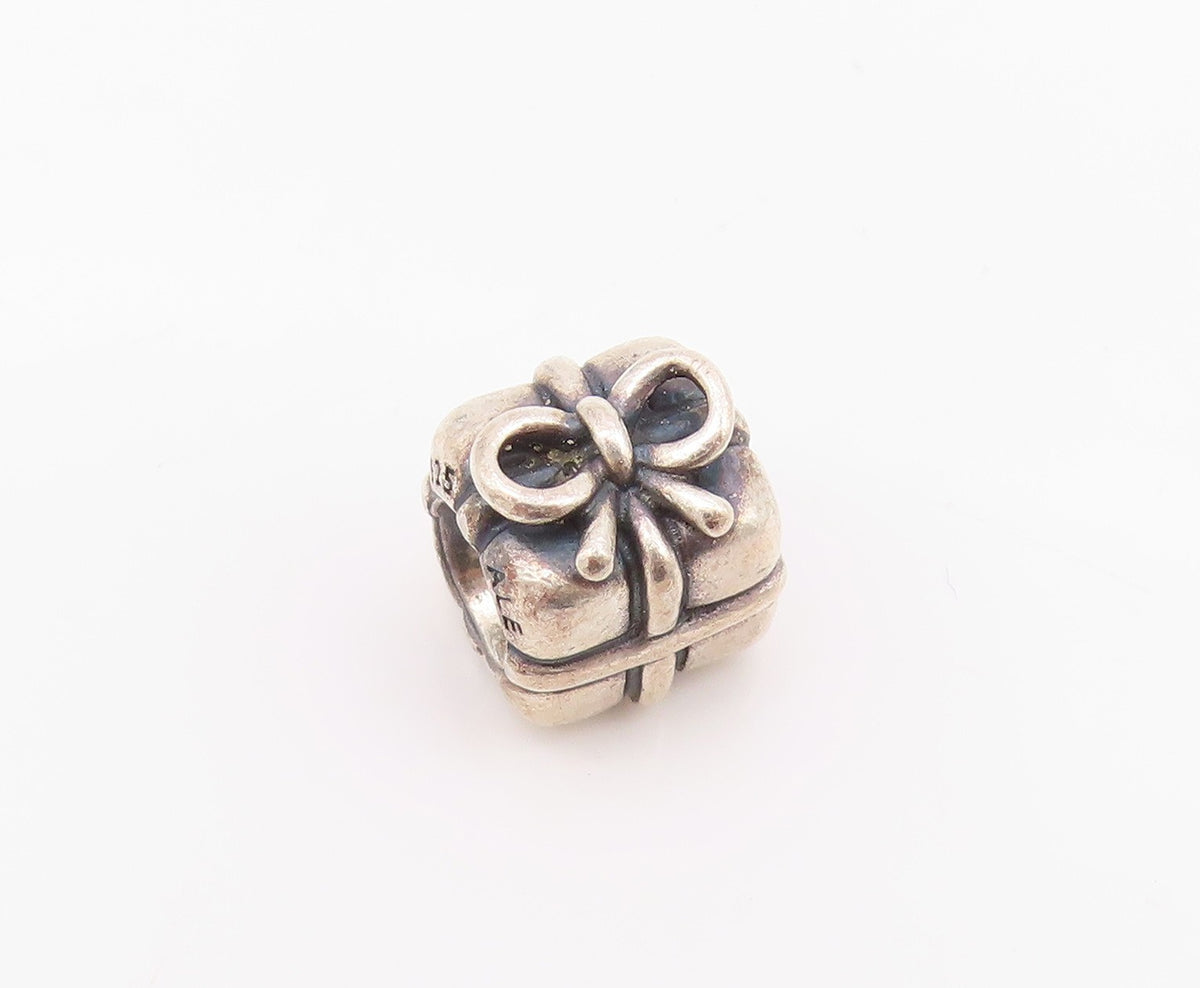 925 Sterling Silver Vintage Pendant PANDORA Mini Carved Gift Box Charm  PT24255