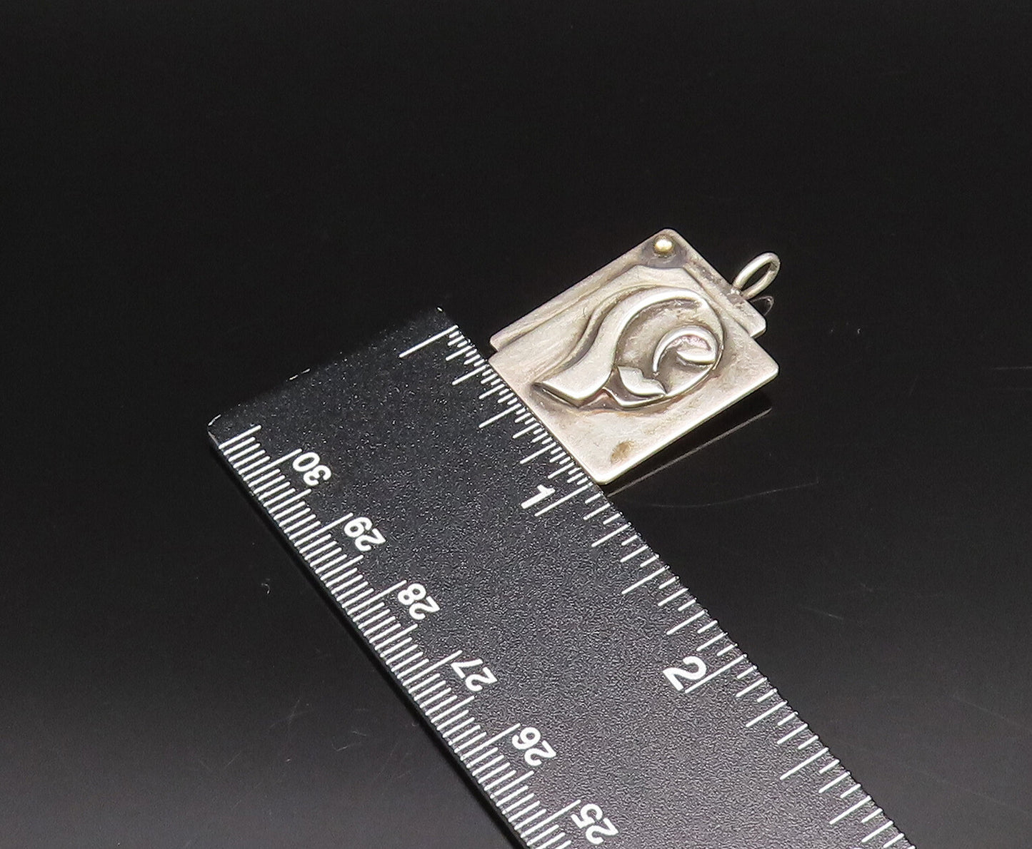 ERWIN PEARL 925 Silver  Vintage Modernist Double Square Figure Pendant PT21821