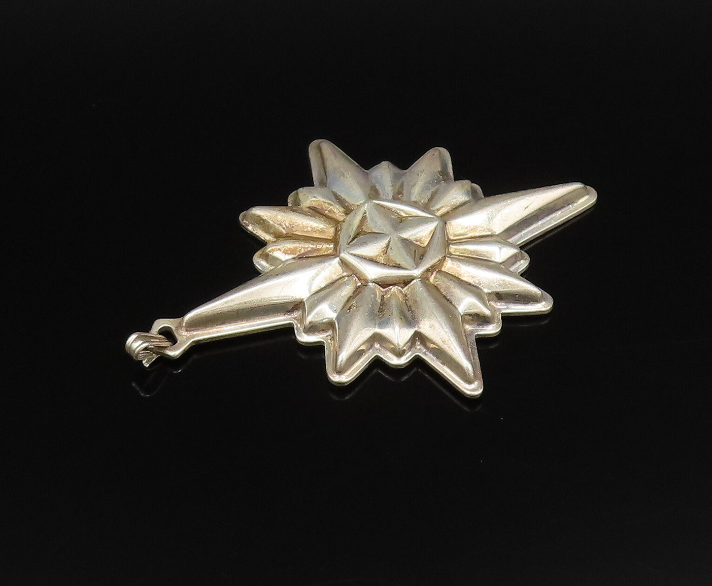 REED & BARTON 925 Silver  Vintage Christmas Star Ornate Pendant  PT21673