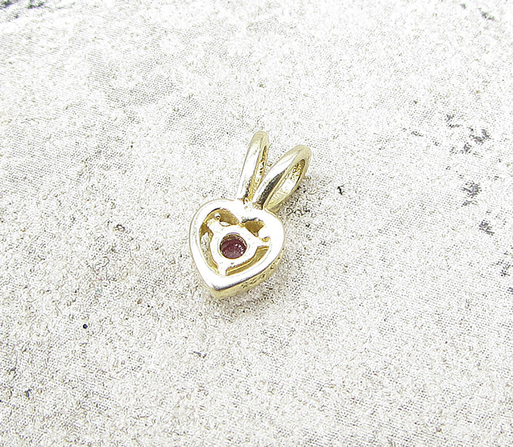 Gold Over 925 Sterling Silver Ruby Love Heart Slider Pendant PT1182