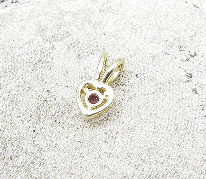 Gold Over 925 Sterling Silver Ruby Love Heart Slider Pendant PT1182