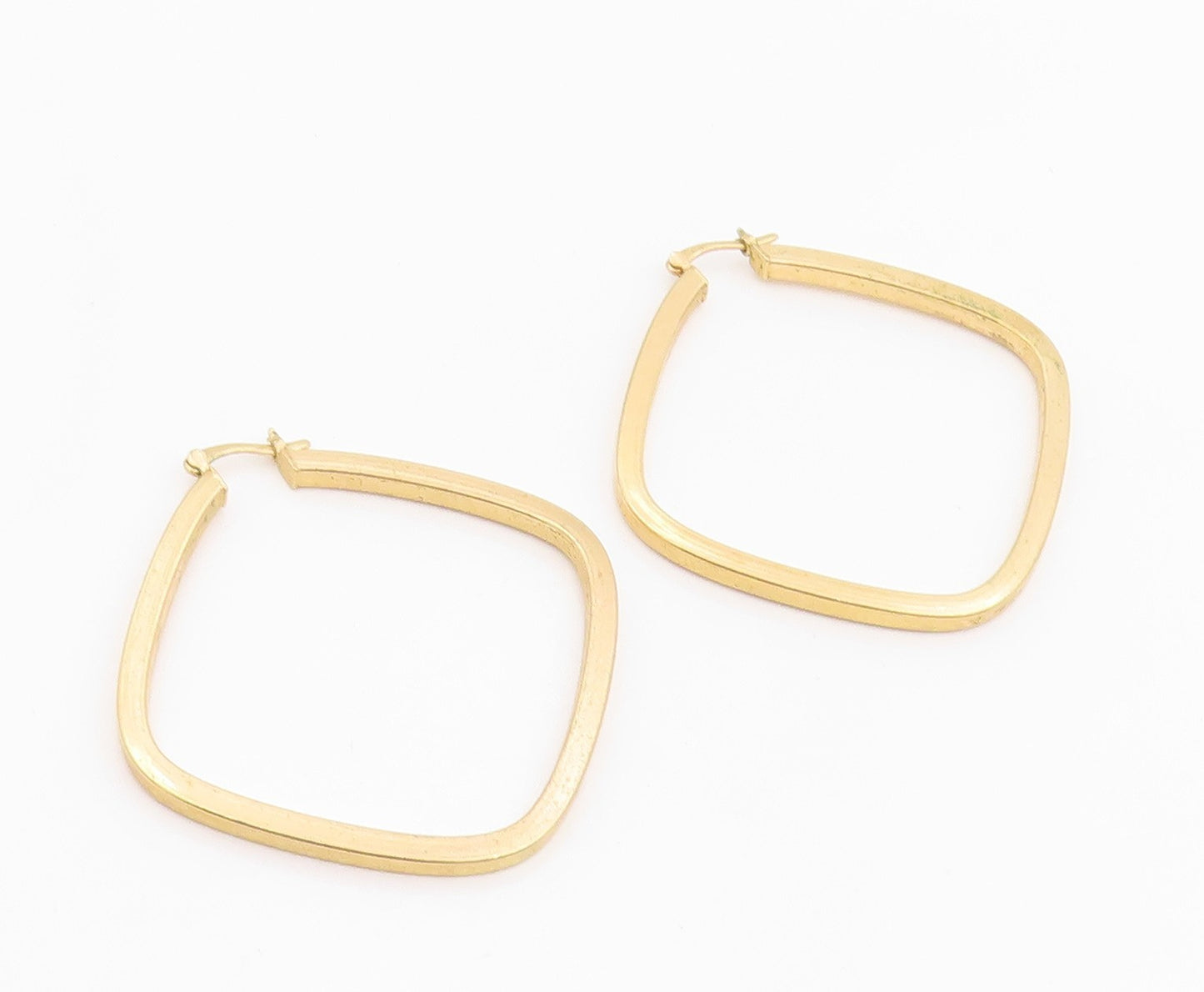 925 Sterling Silver Vintage Earrings Gold Plated Modernist Square Hoop  EG14247