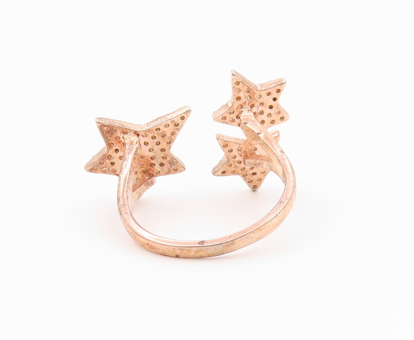 925 Sterling Silver Vintage Ring Gold Plated CZ Celestial Stars  Sz 9  RG36540