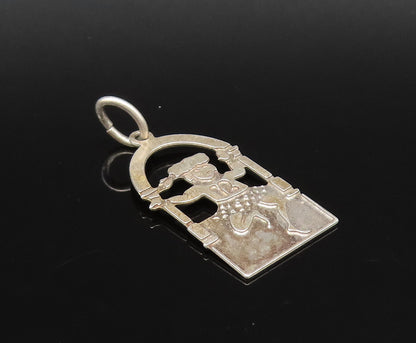 925 Sterling Silver  Vintage Carved Dancer With Number 12 Pendant  PT21741