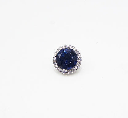 925 Sterling Silver  Blue Topaz & White Cubic Zirconia Slider Pendant  PT2090