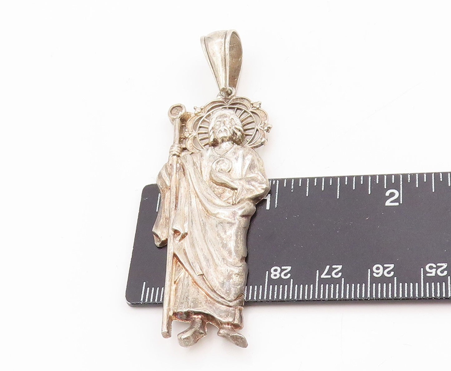 925 Sterling Silver Vintage Pendant Catholic Saint Jude Religious Locket PT25431