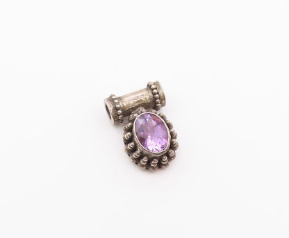 925 Sterling Silver  Vintage Amethyst Bubble Trim Slide Pendant  PT16430