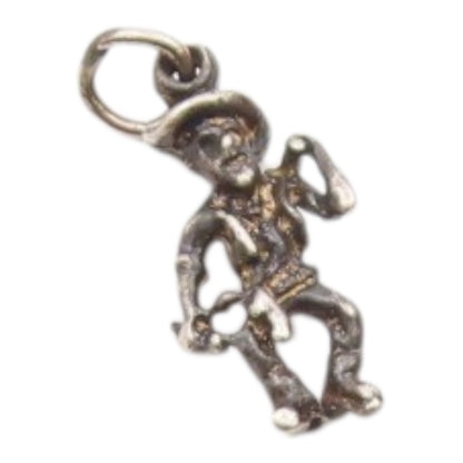 925 Sterling Silver  Vintage Pirate Man Motif With Stick Charm Pendant PT21639
