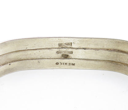 MEXICO 925 Sterling Silver  Vintage Shiny Fluted Square Cuff Bracelet  BT2812