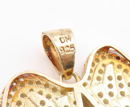 925 Silver  Vintage Cubic Zirconia Gold Plated Angel Wings Pendant  PT15698