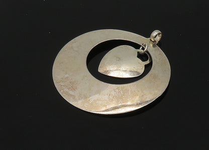925 Sterling Silver  Vintage Dangling Love Heart Open Circle Pendant  PT16999