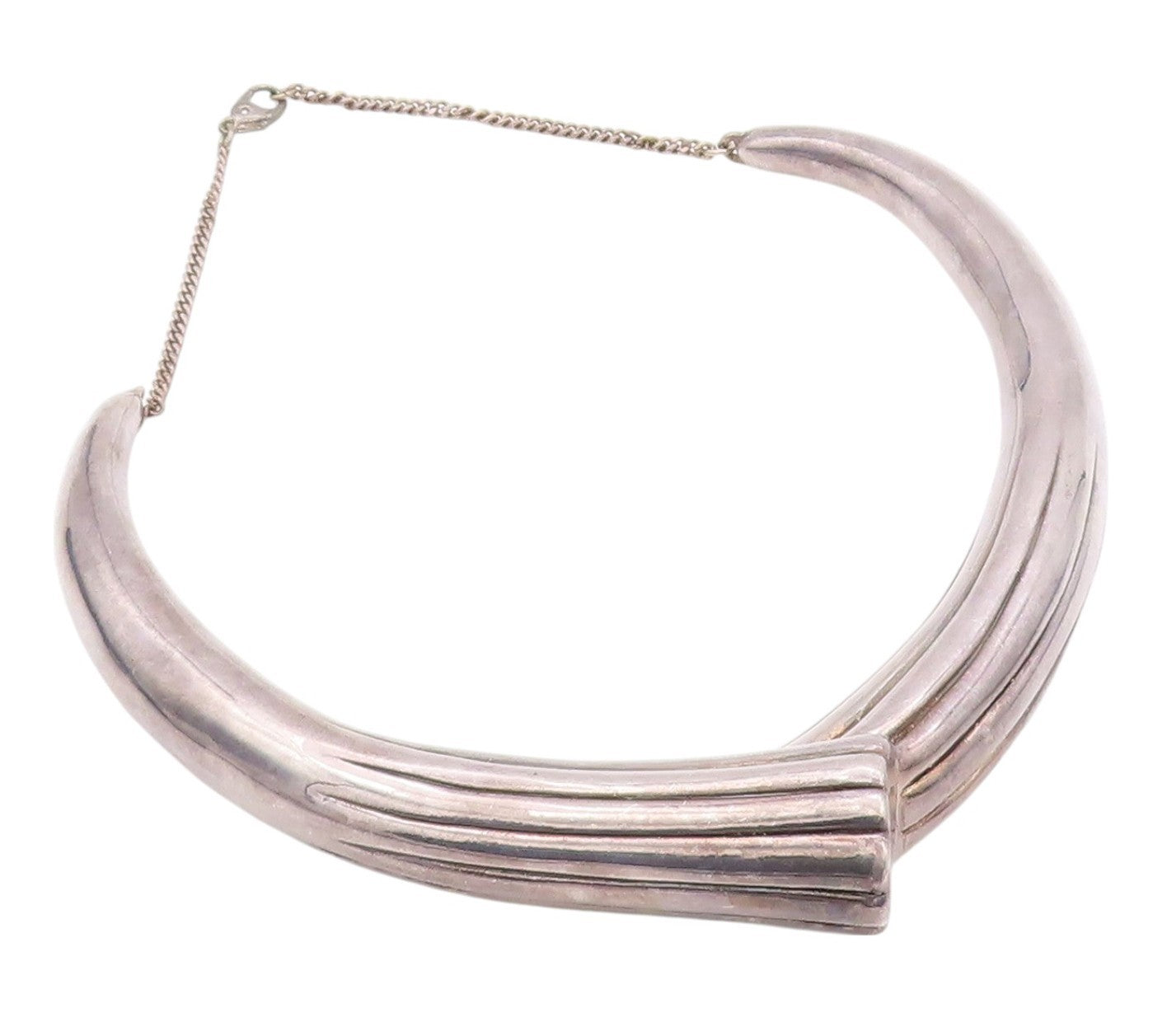 925 Sterling Silver Vintage Necklace YAACOV HELLER Solid Grooved Designer NE4489