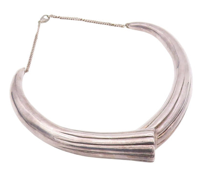 925 Sterling Silver Vintage Necklace YAACOV HELLER Solid Grooved Designer NE4489