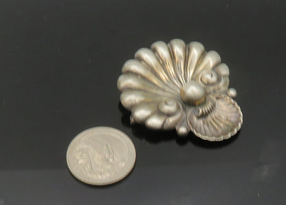 CINI 925 Silver  Vintage Antique Scalloped Sea Shell Motif Brooch Pin  BP8162