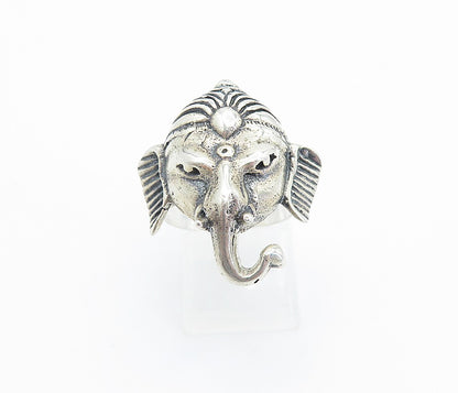 925 Sterling Silver Vintage Ganesh Elephant Head Band Ring  Sz 7.5  RG8096