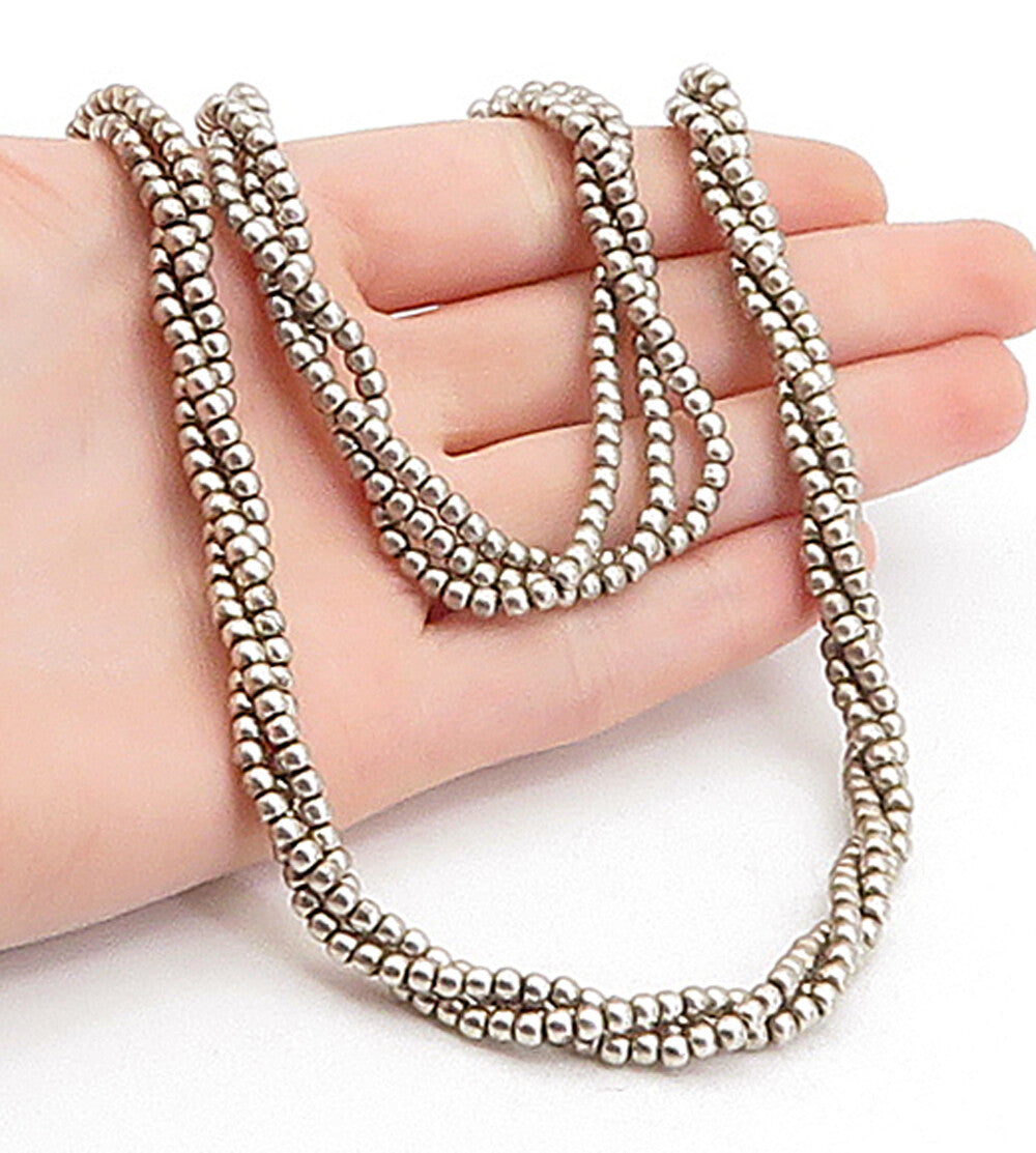 925 Sterling Silver Vintage Multi Strand Beaded Necklace & Bracelet Set TR1063